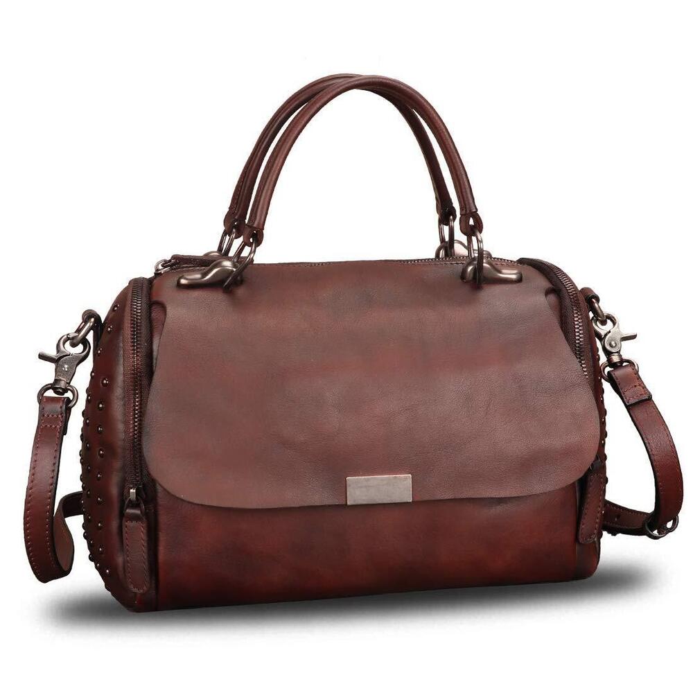 1732 Leather Satchel Purse Vintage Handmade Handbag Crossbody Shoulder Bag